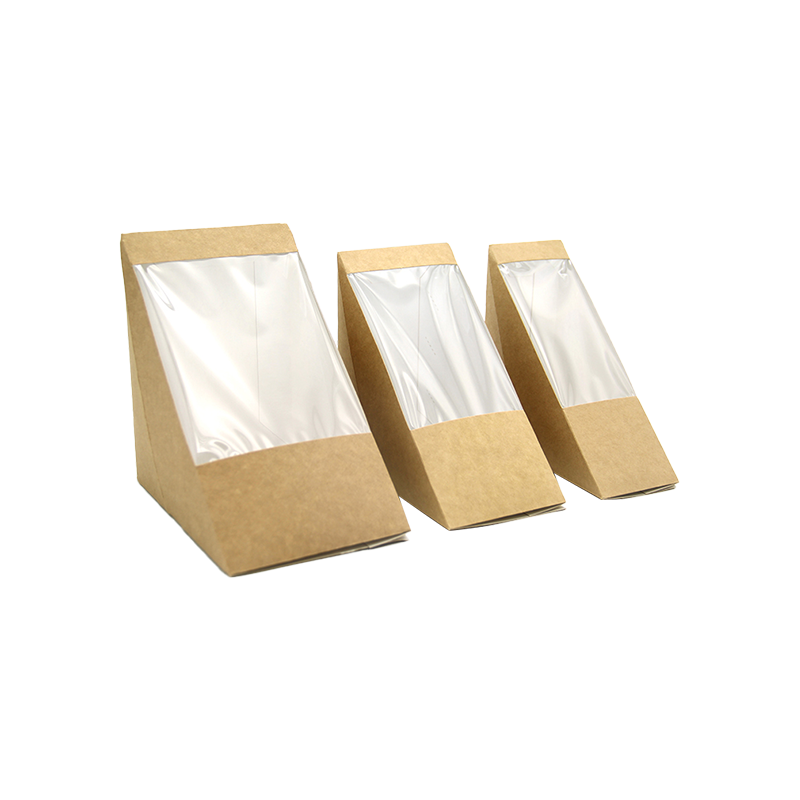 Hộp Bánh Sandwich hình tam giác có Cửa sổ Giấy Kraft Hộp Nêm Bánh Sandwich Bao bì Thực phẩm Hộp Mang đi để làm bánh Món tráng miệng