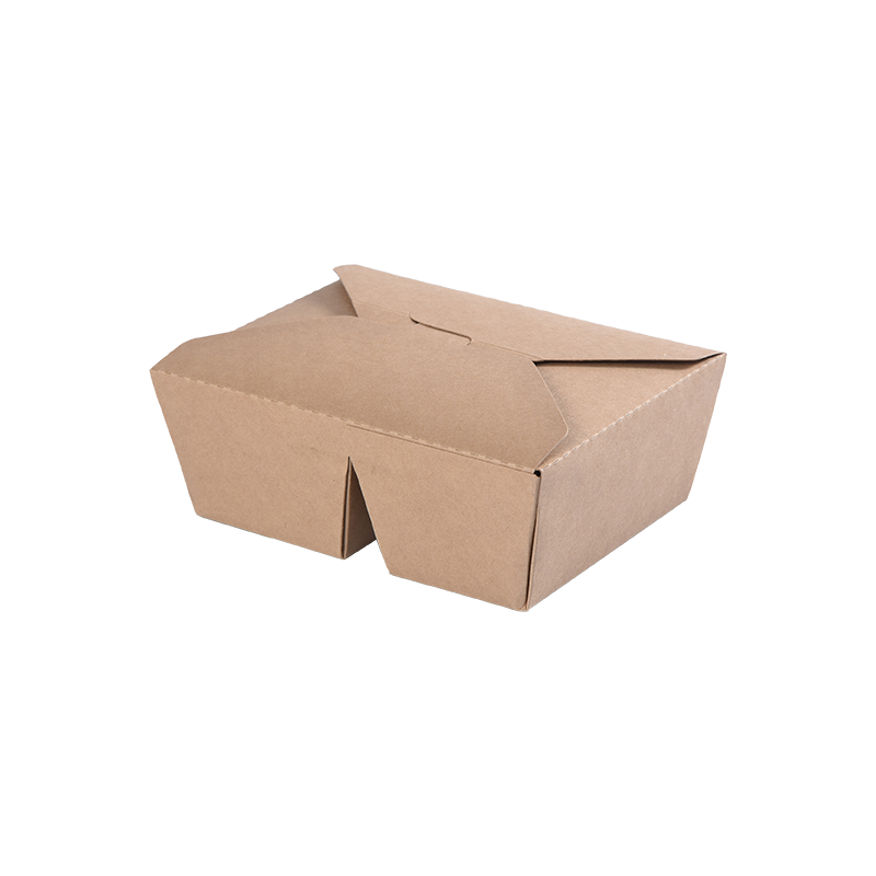 Giấy Kraft Hộp lấy ra Hộp Bento gấp lại-Hai ngăn chia 2 ngăn