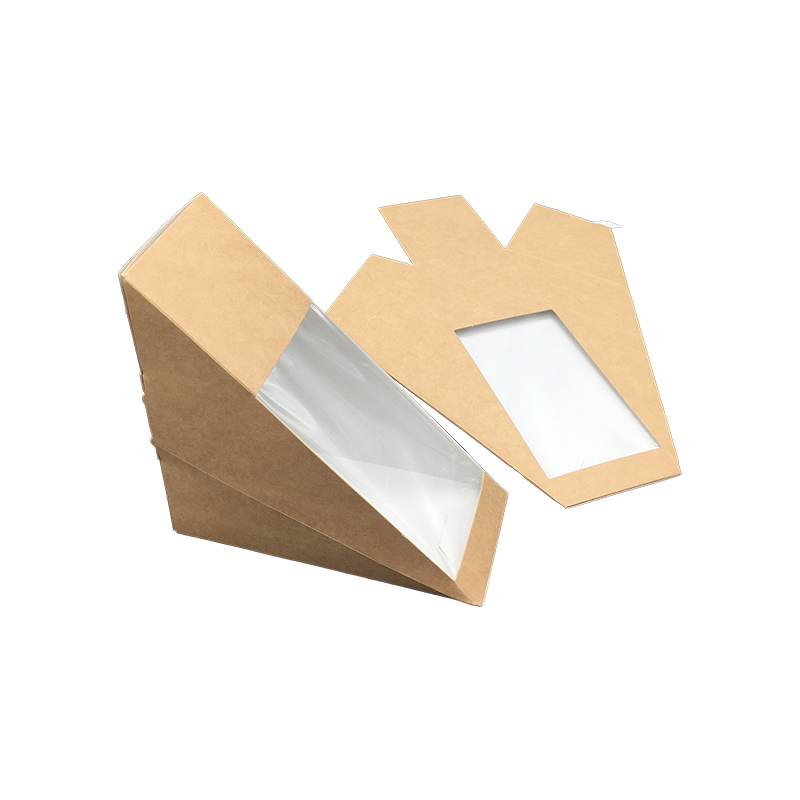 Hộp Bánh Sandwich hình tam giác có Cửa sổ Giấy Kraft Hộp Nêm Bánh Sandwich Bao bì Thực phẩm Hộp Mang đi để làm bánh Món tráng miệng